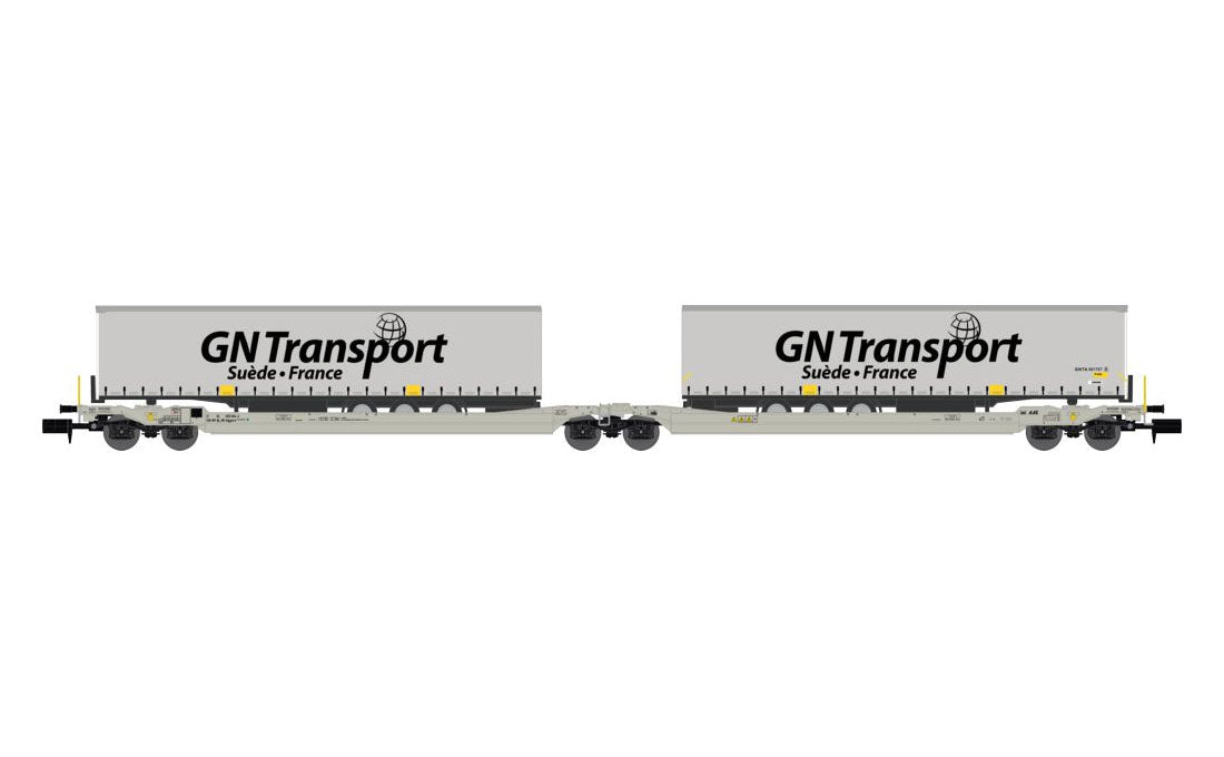REE MODELES - N Scale Freight Wagon with 2 truck trailers GN TRANSPORT Ep.V-VI item NW-184