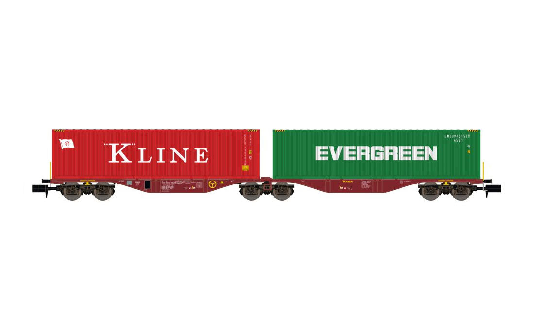REE MODELES - Flat Car with containers KLINE + EVERGREEN