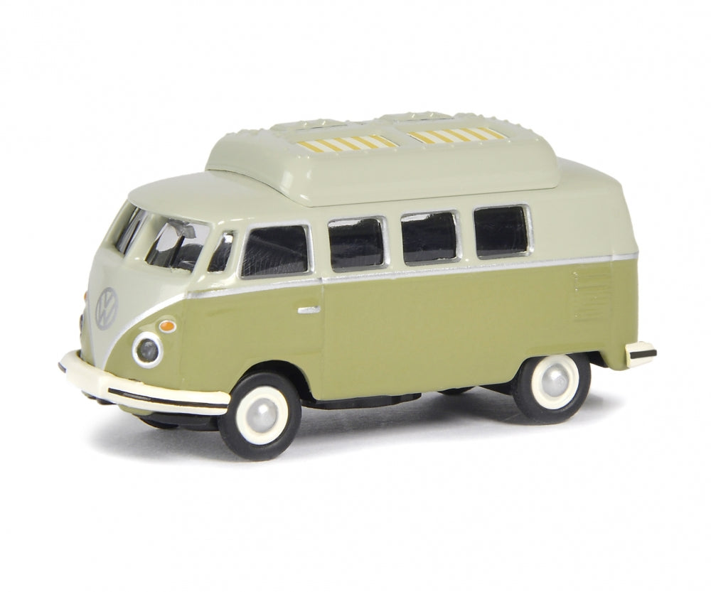 SCHUCO VW T1c camping bus, green grey 1:87 scale - item 452633800