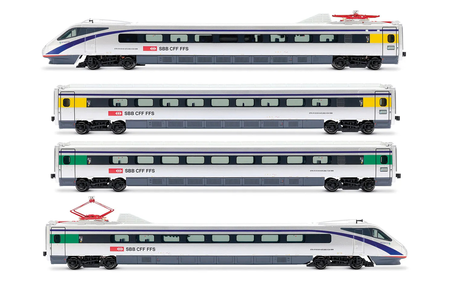 RIVAROSSI 1:87 Italian high speed train ETR 470, silver/blue stripe - item HR2964