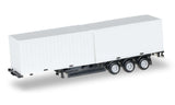 HERPA 1:87 40 ft. container trailer with 2x plain white 20 ft. containers - item 076494-002
