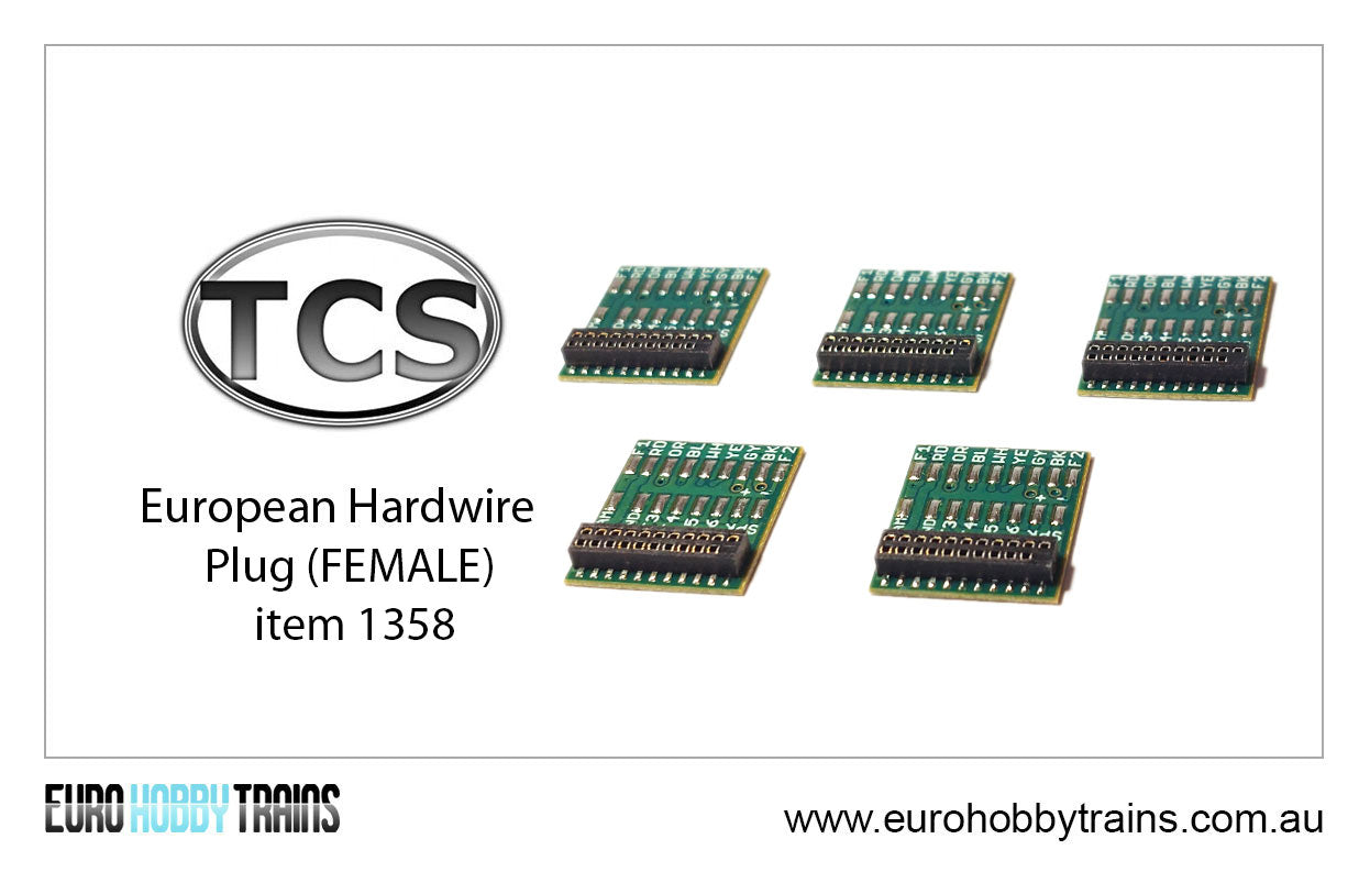 TCS DCC European Hardwire 21pin Plug (FEMALE) 5 pack - SKU-1358
