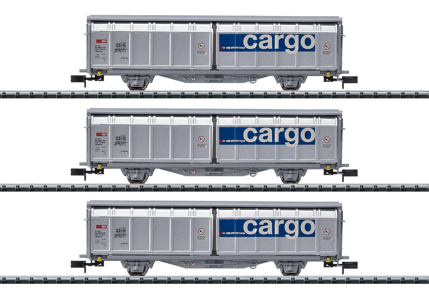 MINITRIX 1:160 Swiss Sliding Wall Boxcar Set, SBB - item 15282