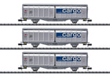 MINITRIX 1:160 Swiss Sliding Wall Boxcar Set, SBB - item 15282