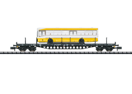 MINITRIX - N SCALE Freight car with a yellow city bus, DB - item 15861