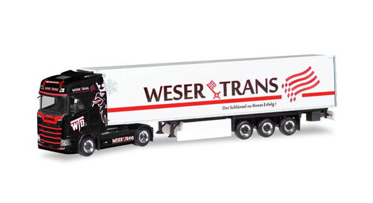HERPA HO 1:87 - Scania CS High roof refrigerated box semitrailer "Weser Trans" item 309042