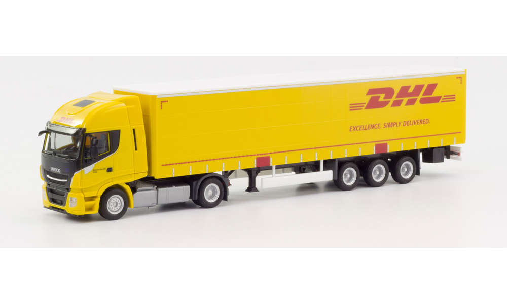 HERPA 1:87 - IVECO Stralis XP curtain canvas semitrailer "DHL" - item 311151