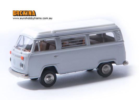 BREKINA 1:87 VW T2 camper van, light grey with white roof top - item 33144