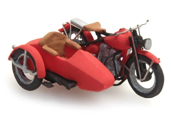 ARTITEC 1:87  US Liberator motorbike red with sidecar - item 387.29