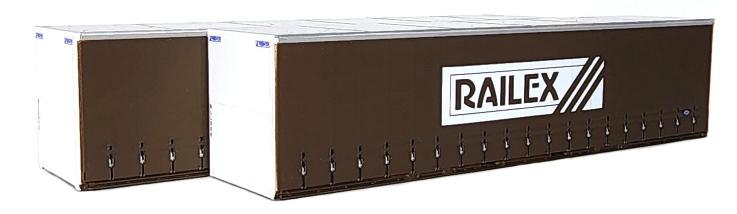 ON TRACK MODELS 1:87 Railex 40' Curtain sided Containers - item 40CS-40