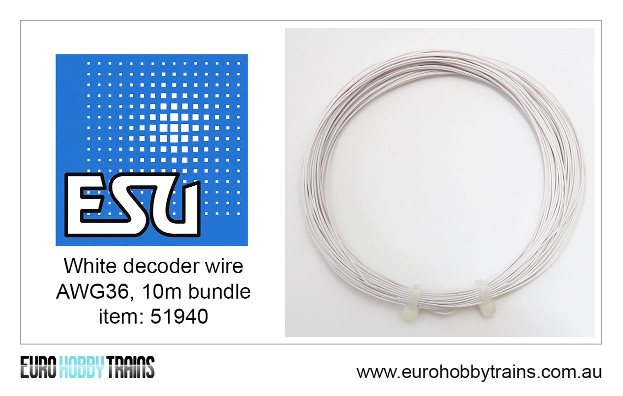 ESU WHITE decoder wire - AWG36 - 10m item 51940
