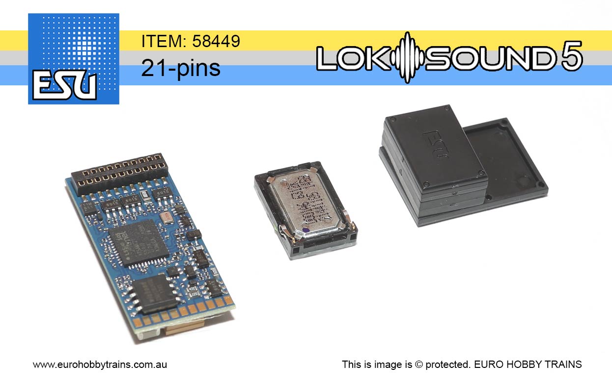 ESU LokSound 5 (blank) Sound decoder, DCC/MM/SX/M4 21MTC "MKL" with Speaker 11x15mm item 58449