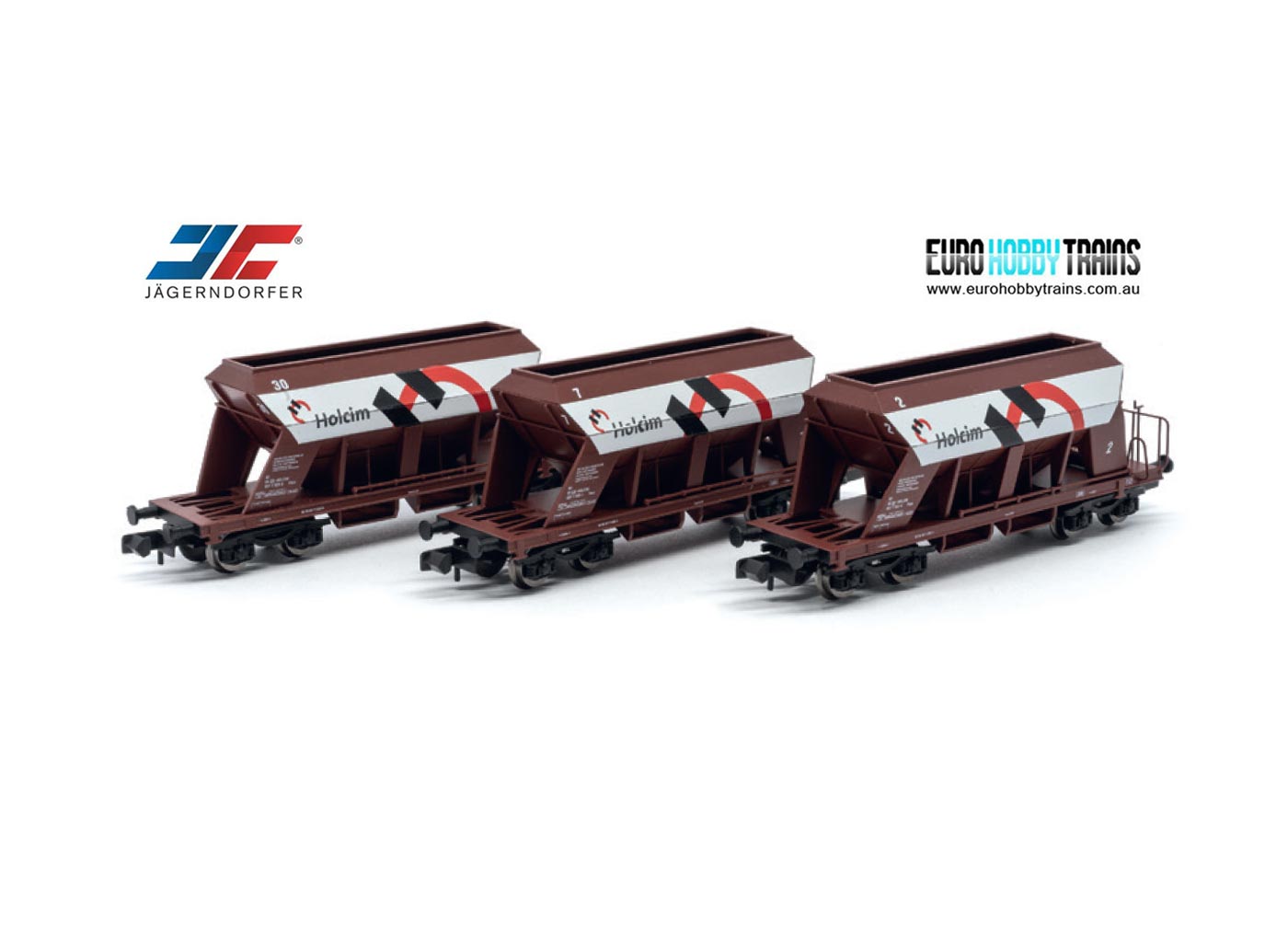 JAGERNDORFER 1:160 Three gravel wagons set "Holcim" - item 66303
