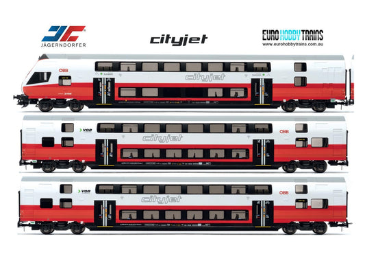JAGERNDORFER 1:87 Three double-decker Dostro Cityjet coaches set - item 76800