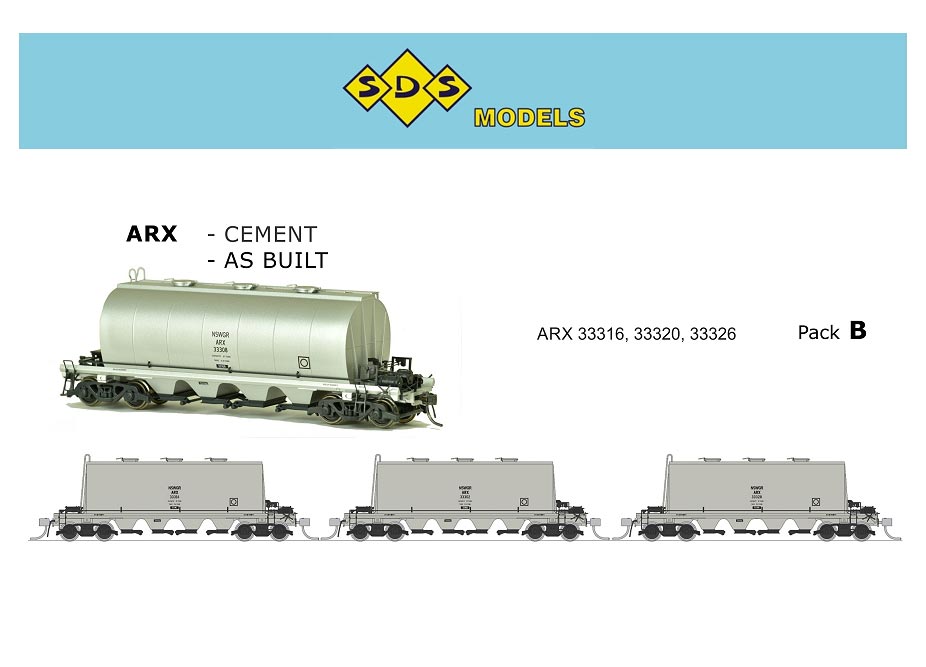 SDS MODELS 1:87 NSWGR ARX Cement wagons, as built - Pack B