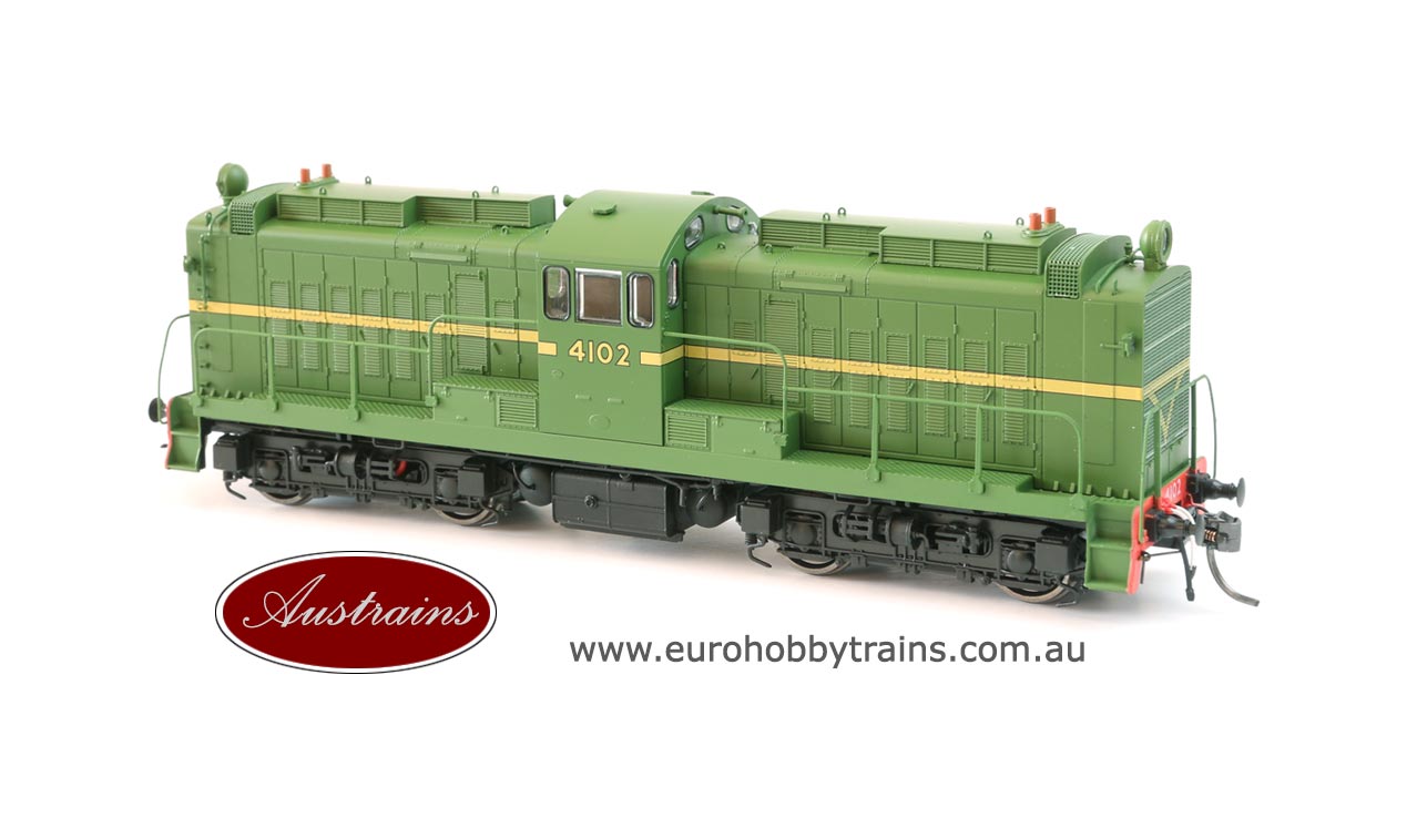 AUSTRAINS - NSWGR 41 Class locomotive GREEN with top ventilators 4102- HO Scale