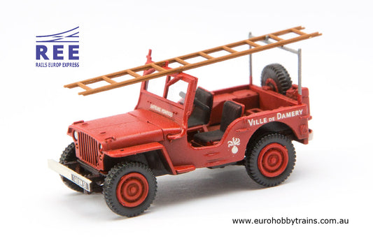 REE MODELES 1:87 JEEP C.C.F.L fire brigade Jeep with ladder - item CB-090