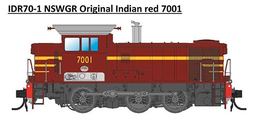 IDR MODELS - NSWGR 70 Class Original Indian Red 7001 - HO Scale