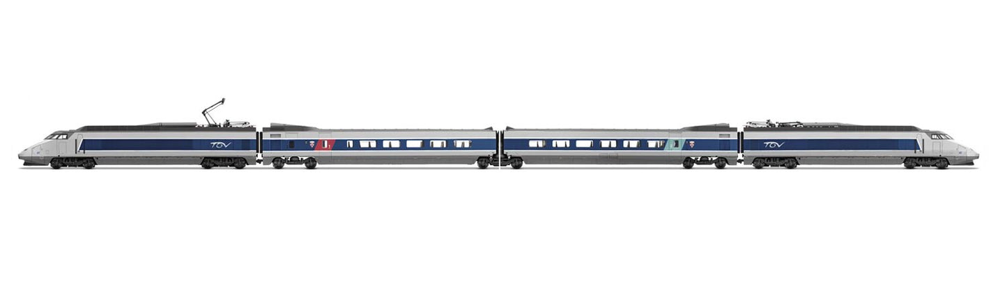 JOUEF TGV Sud Est, SNCF 4 car set HO SCALE WITH SOUND Blue and grey - item HJ2356S