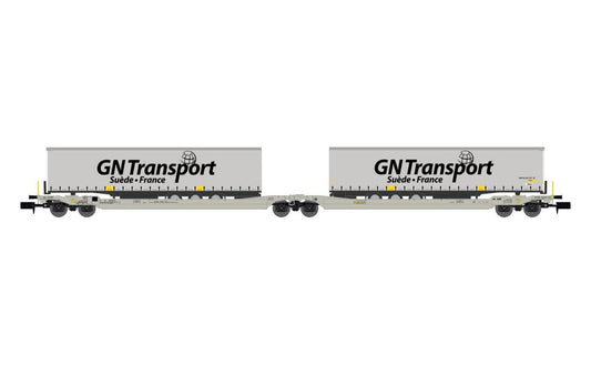 REE MODELES - N Scale Freight Wagon with 2 truck trailers GN TRANSPORT Ep.V-VI item NW-184