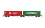 REE MODELES - Flat Car with containers KLINE + EVERGREEN