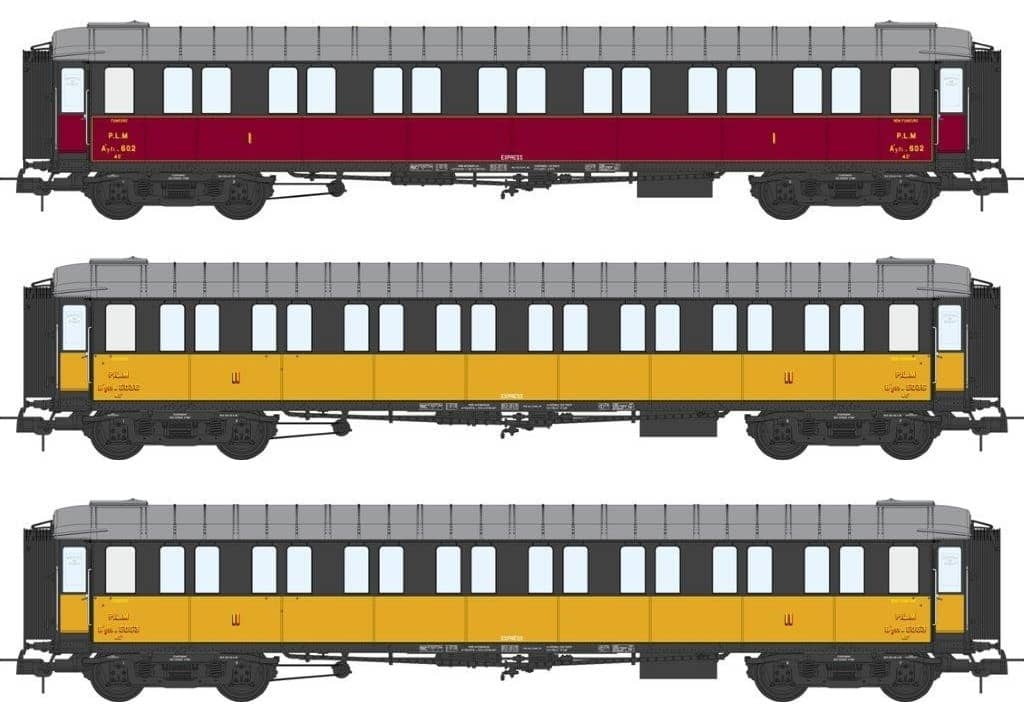 REE MODELES 1:87 set of 3x South Easter PLM metallic carriages - item VB-421