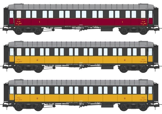 REE MODELES 1:87 set of 3x South Easter PLM metallic carriages - item VB-421