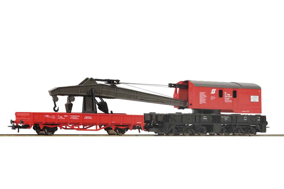 ROCO 1:87 Crane car with barrier car Ã–BB item 56239