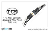TCS DCC 4-Pin Micro Connector (black and white wires) SKU-1491