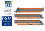REE MODELES 1:87 TGV PSE Original Train No. 5 SNCF Ep. IV. 3 car add-on carriages - Item TGV-006