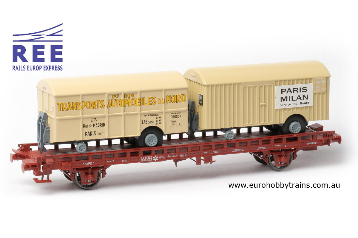 REE Modeles 1:87 Dual-carrier UFR wagon with load - item WB-643