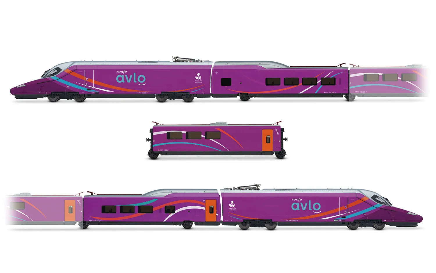 ELECTROTREN 1:87 RENFE 5 car high-speed train "AVLO", purple livery, with DCC sound - item HE2031S