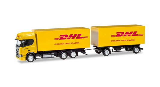 HERPA HO 1:87 - Scania CR High roof interchangeable box trailer "DHL" item 309400