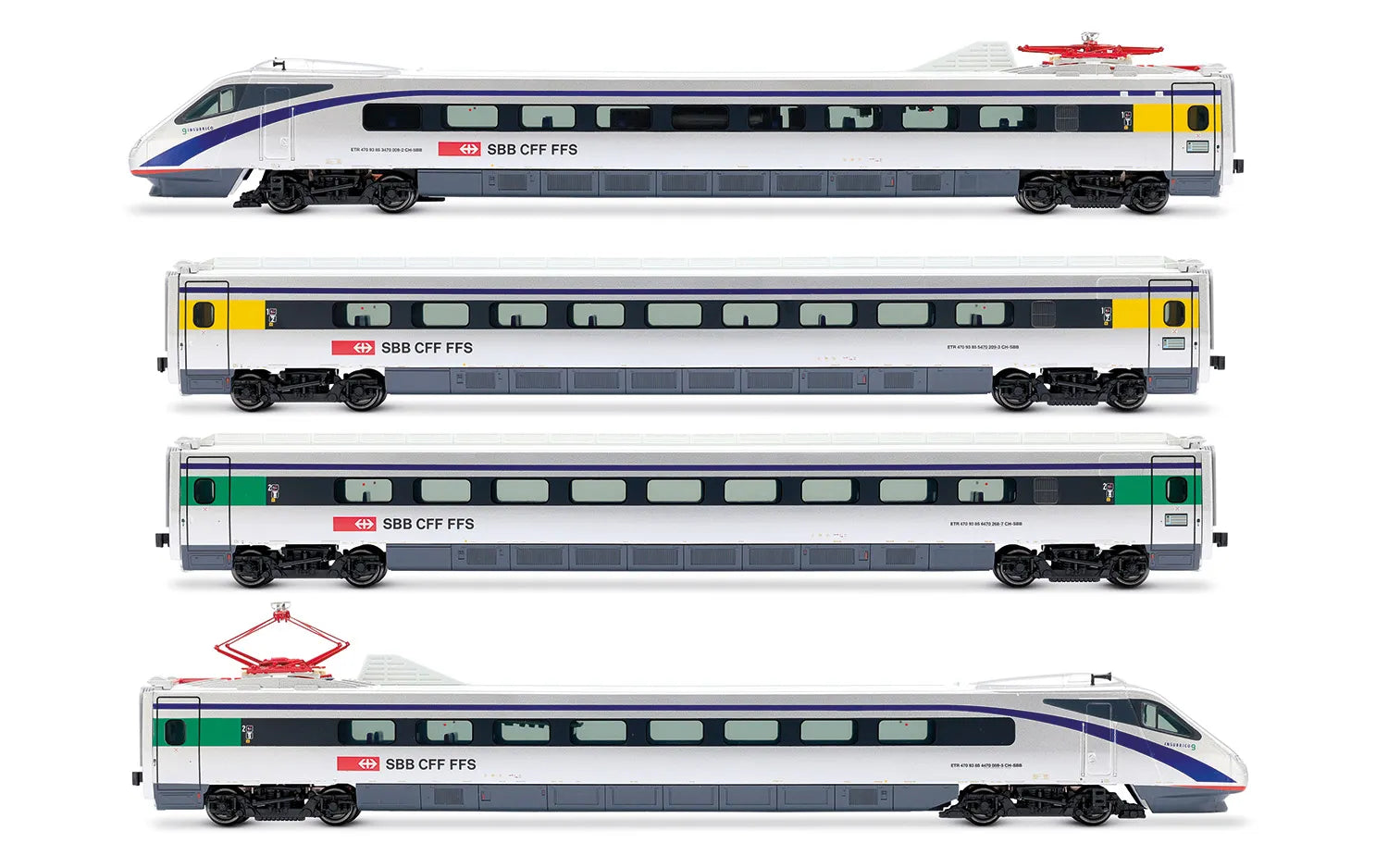RIVAROSSI 1:87 Italian high speed train ETR 470, silver/blue stripe - item HR2964
