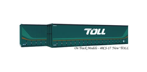 On Track Models 1:87 Scale - 2 pack NEW TOLL 40' CURTAIN SIDED CONTAINERS - item 40CS-17