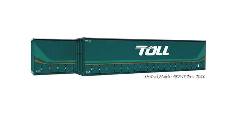 On Track Models 1:87 Scale - 2 pack NEW TOLL 40' CURTAIN SIDED CONTAINERS - item 40CS-18