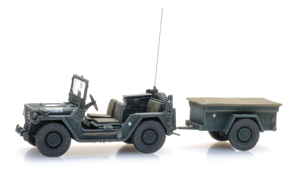 ARTITEC 1:87 US M151 jeep + M416 trailer Forest green - item 6870569