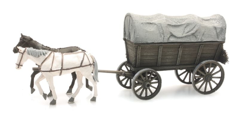 ARTITEC 1:87 Covered wagon with 2 horses - item 387.285