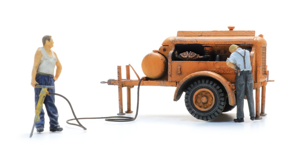 ARTITEC 1:87 Compressor Trailer with jackhammer + 2 figures - item 387.611