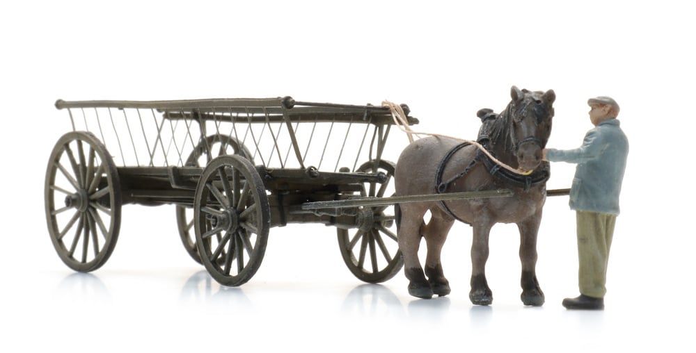 ARTITEC 1:87 Traditional handcart + horse + figure - item 387.598