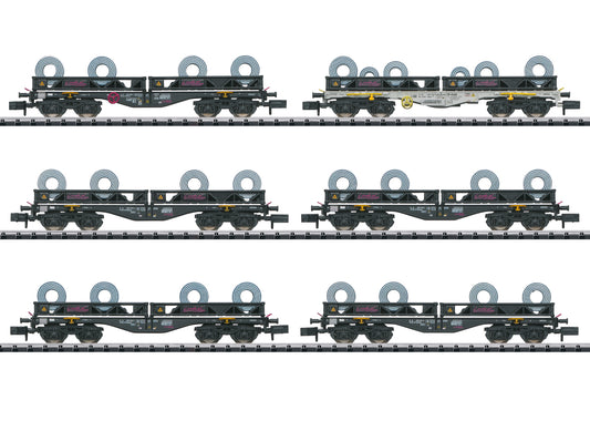 MINITRIX 1:160 6x Coil Transport Freight Cars Set - item 15080