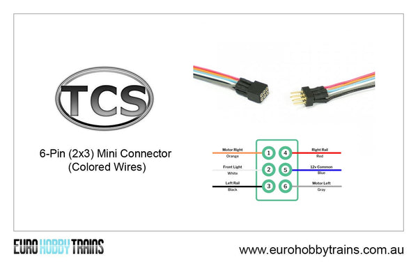 TCS DCC - 6-Pin Mini Connector (coloured wires) SKU-1411 – EURO HOBBY ...