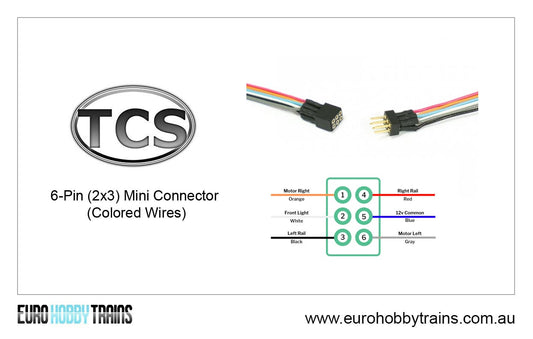 TCS DCC - 6-Pin Mini Connector (coloured wires) SKU-1411