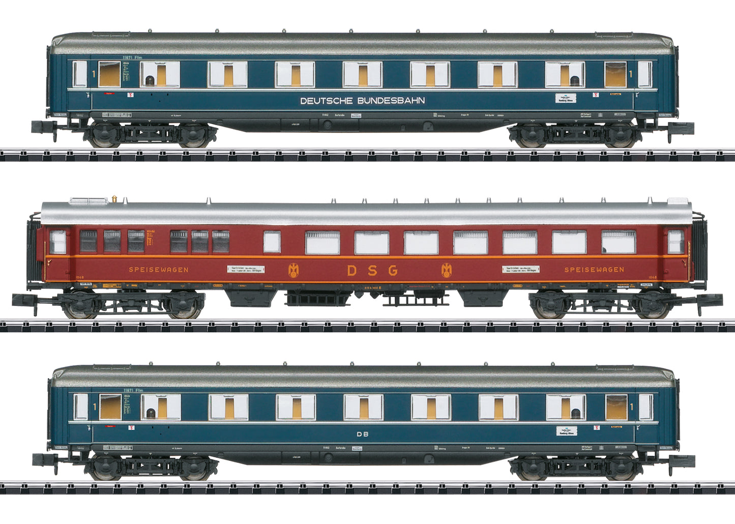 MINITRIX 1:160 Express train carriages set "F 41 Senator" - item 18259